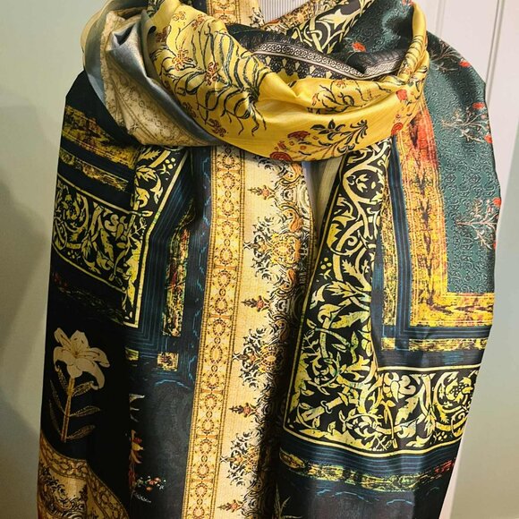 🖤 Vintage Italian Grand Scarf — Museum Quality 1990s - Picture 7 of 8
